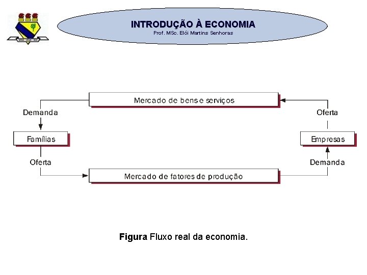 INTRODUÇÃO À ECONOMIA Prof. MSc. Elói Martins Senhoras Figura Fluxo real da economia. 