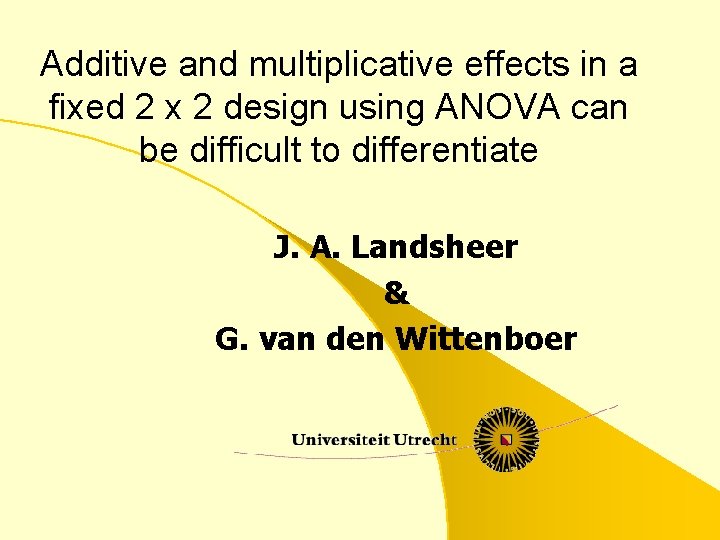 Additive and multiplicative effects in a fixed 2 x 2 design using ANOVA can