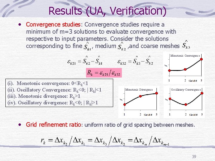 Results (UA, Verification) • Convergence studies: Convergence studies require a minimum of m=3 solutions