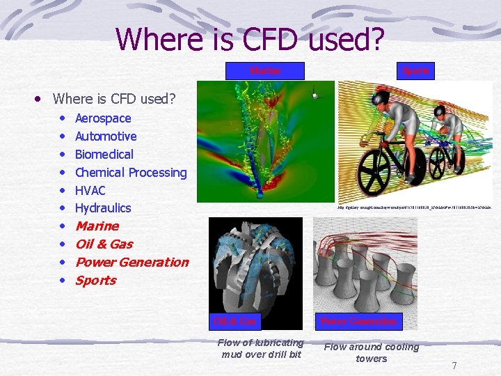 Where is CFD used? Marine Sports • Where is CFD used? • • • Where is CFD used? Marine Sports • Where is CFD used? • • •
