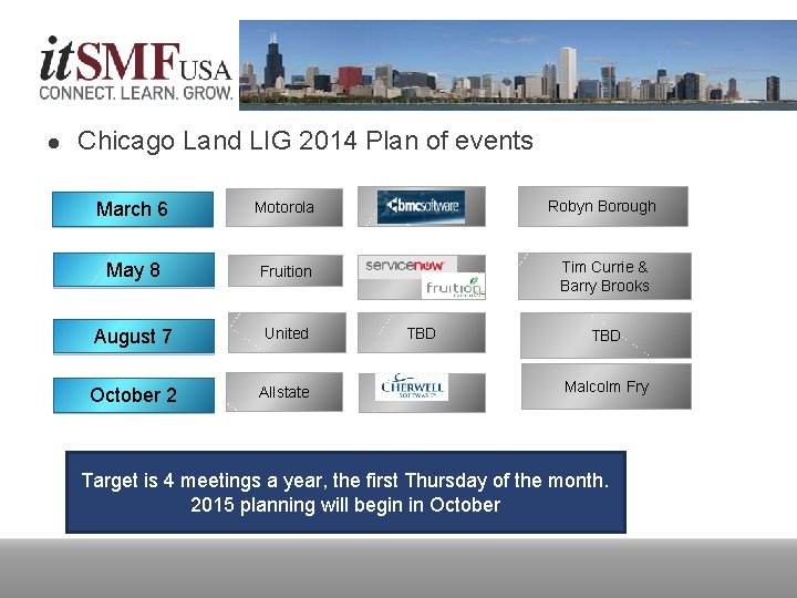 LIG News l Chicago Land LIG 2014 Plan of events March 6 Motorola Robyn