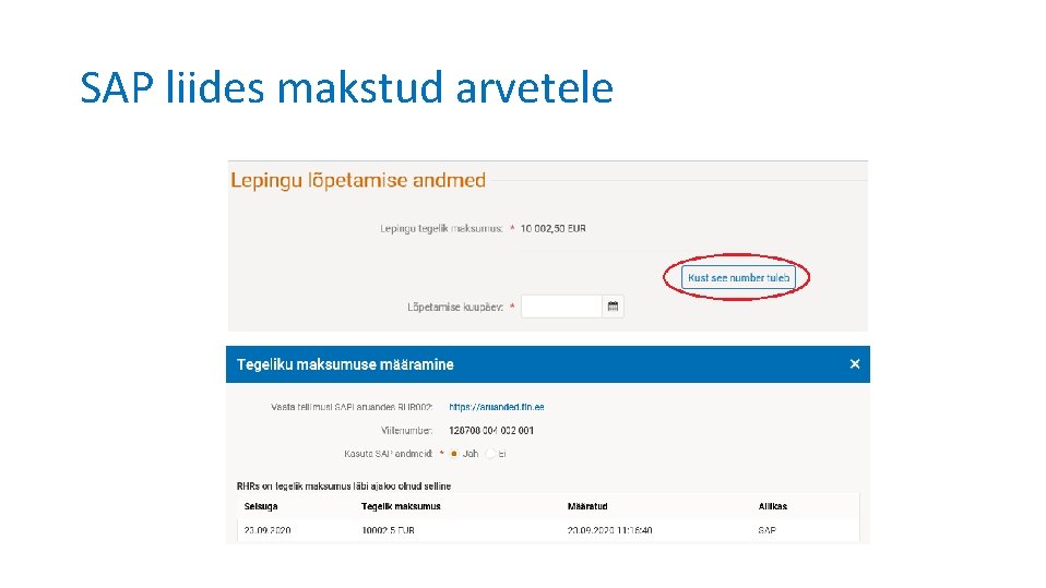 SAP liides makstud arvetele 