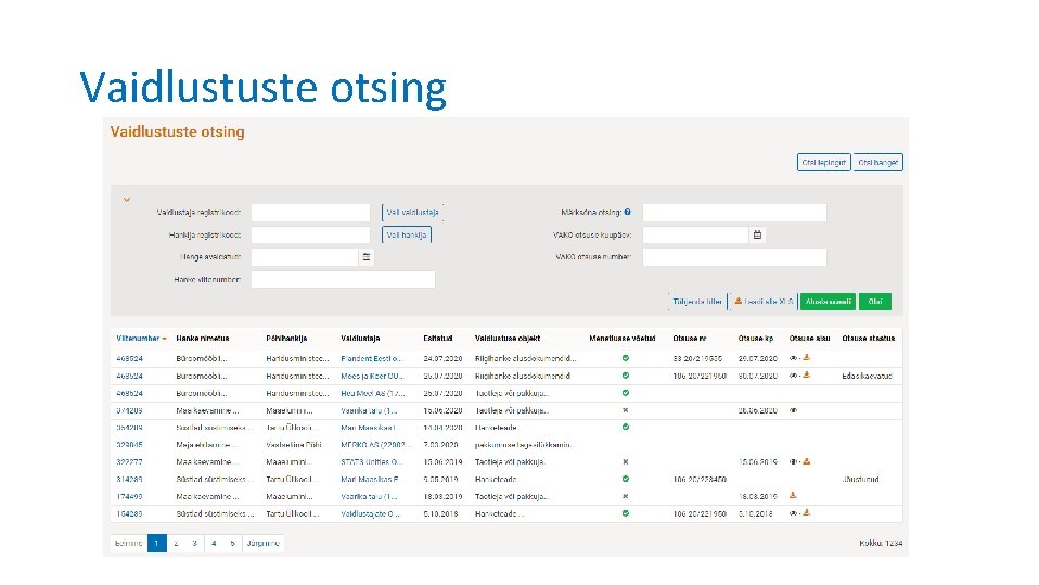 Vaidlustuste otsing 