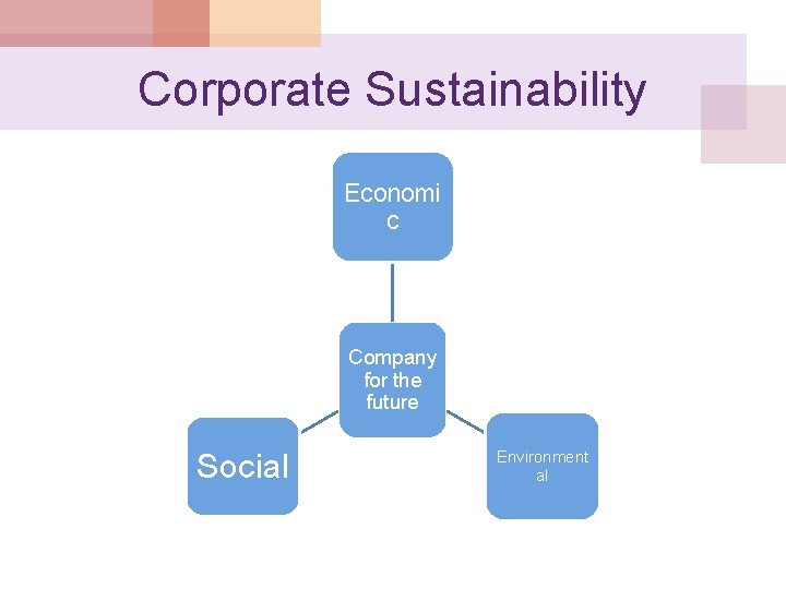 Corporate Sustainability Economi c Company for the future Social Environment al 
