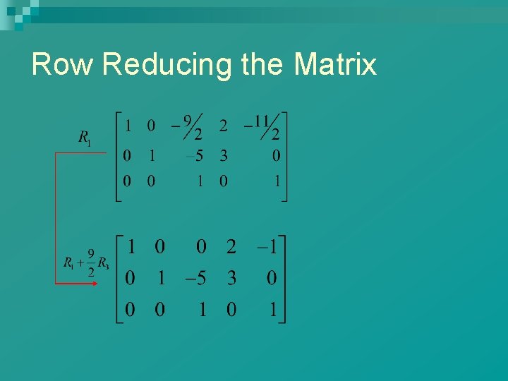 Row Reducing the Matrix 