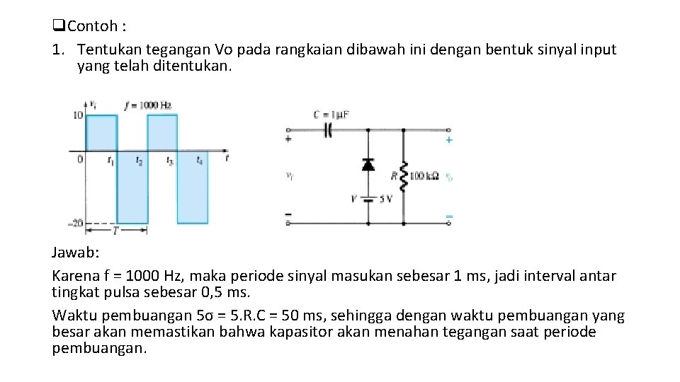 q. Contoh : 1. Tentukan tegangan Vo pada rangkaian dibawah ini dengan bentuk sinyal