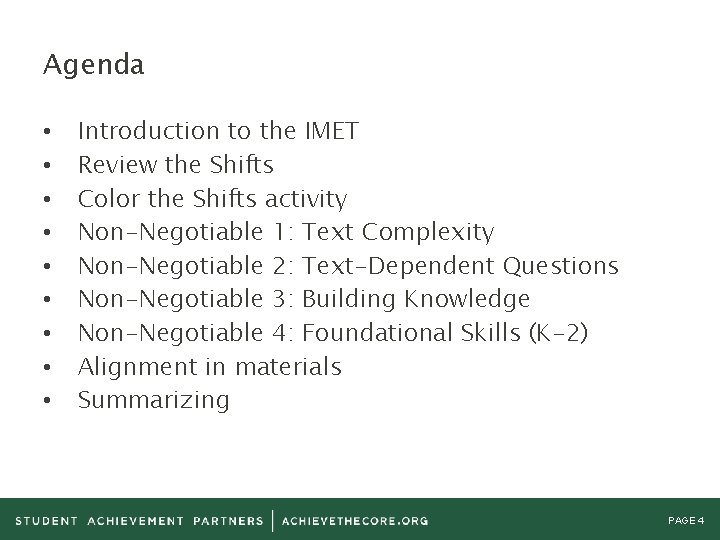 Agenda • • • Introduction to the IMET Review the Shifts Color the Shifts