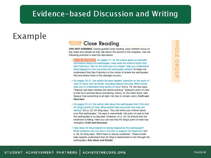 Evidence-based Discussion and Writing Example PAGE 41 