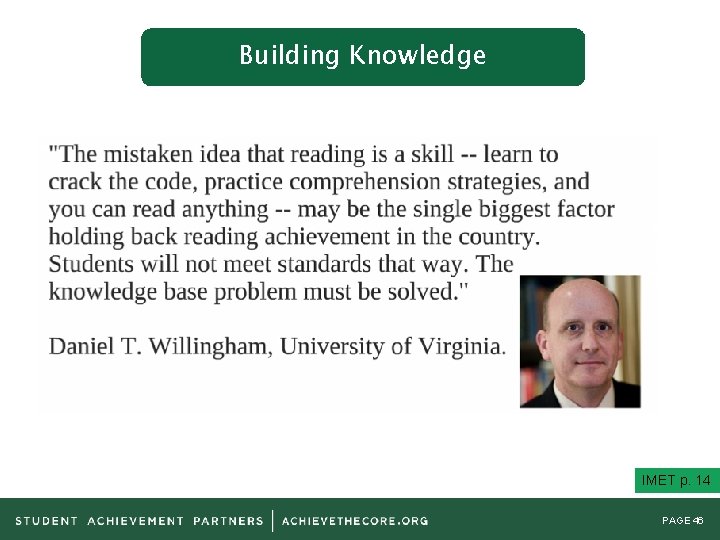 Building Knowledge IMET p. 14 PAGE 46 