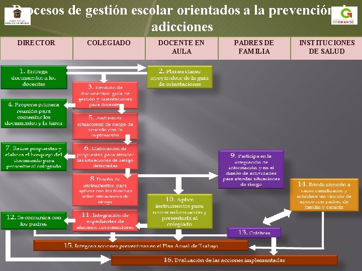 Procesos de gestión escolar orientados a la prevención de adicciones DIRECTOR COLEGIADO DOCENTE EN