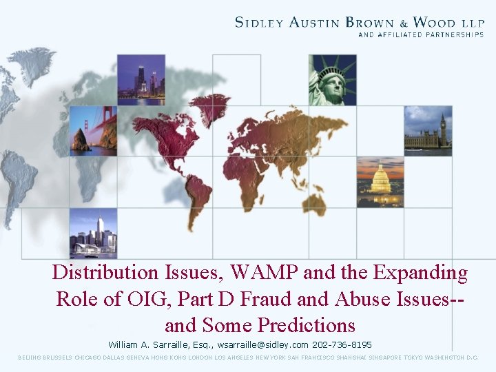 Distribution Issues, WAMP and the Expanding Role of OIG, Part D Fraud and Abuse