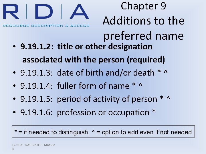 Chapter 9 Additions to the preferred name • 9. 1. 2: title or other