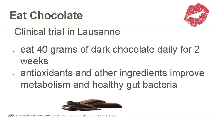 Eat Chocolate Clinical trial in Lausanne • • eat 40 grams of dark chocolate
