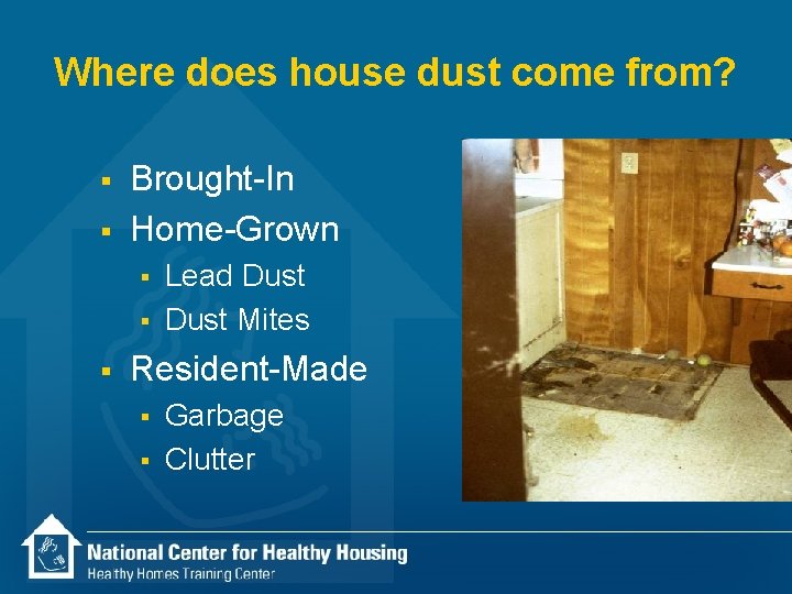 Where does house dust come from? § § Brought-In Home-Grown § § § Lead