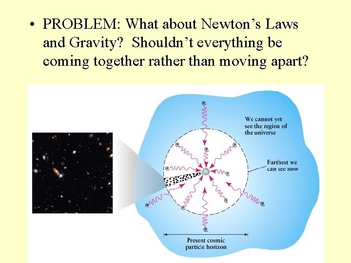 • PROBLEM: What about Newton’s Laws and Gravity? Shouldn’t everything be coming together