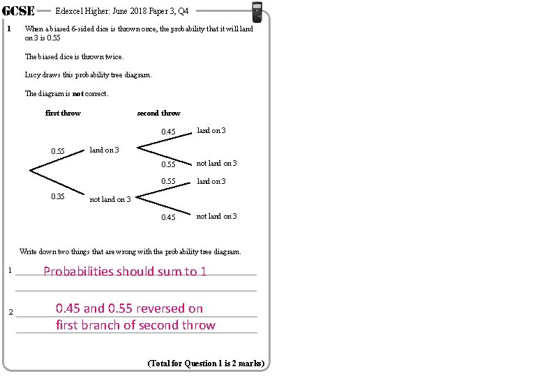 Tree Diagrams Unconditional Higher GCSE Questions These questions