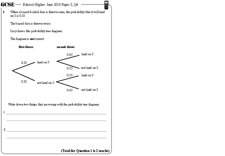 Tree Diagrams Unconditional Higher GCSE Questions These questions