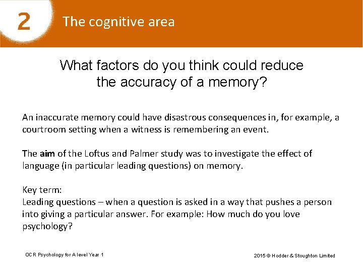 The cognitive area What factors do you think could reduce the accuracy of a