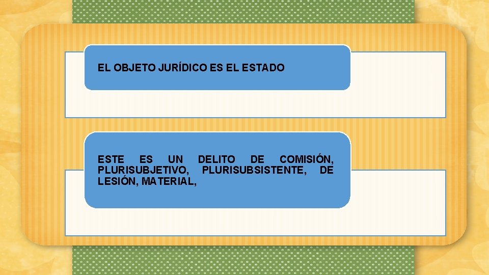 EL OBJETO JURÍDICO ES EL ESTADO ESTE ES UN DELITO DE COMISIÓN, PLURISUBJETIVO, PLURISUBSISTENTE,