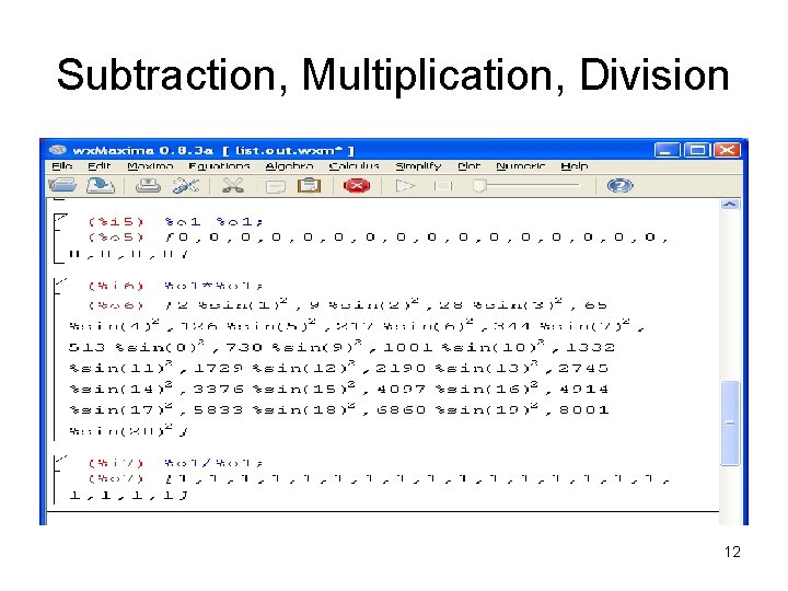 Subtraction, Multiplication, Division 12 