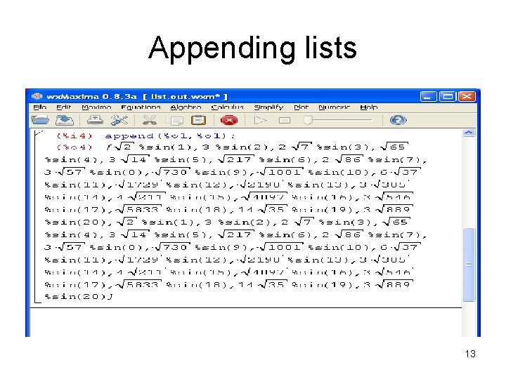 Appending lists 13 