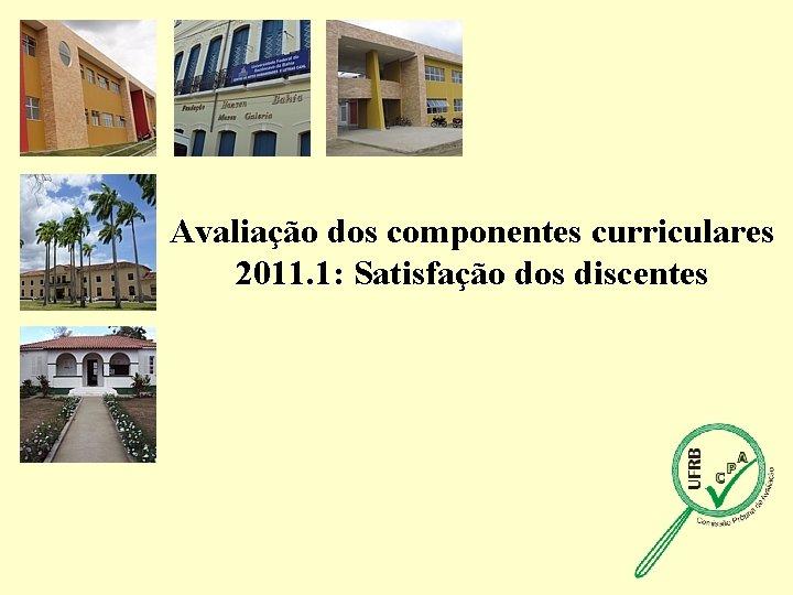 Avaliação dos componentes curriculares 2011. 1: Satisfação dos discentes 