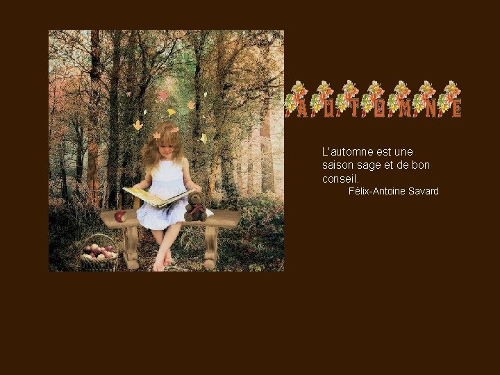 L'automne est une saison sage et de bon conseil. Félix-Antoine Savard 