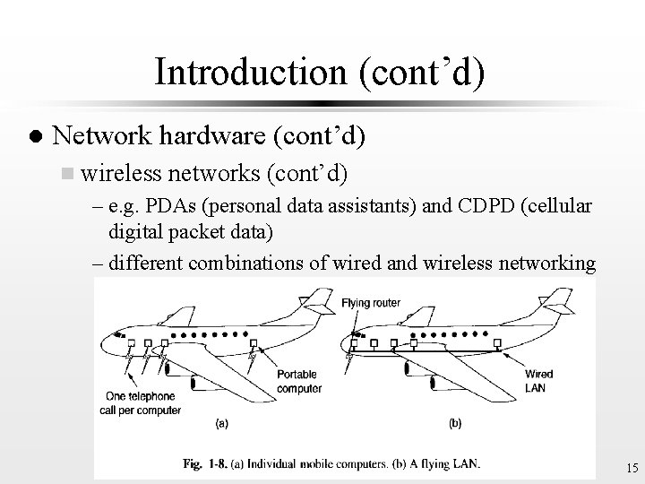 Introduction (cont’d) l Network hardware (cont’d) n wireless networks (cont’d) – e. g. PDAs