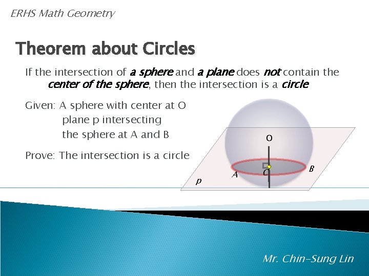 ERHS Math Geometry Theorem about Circles If the intersection of a sphere and a
