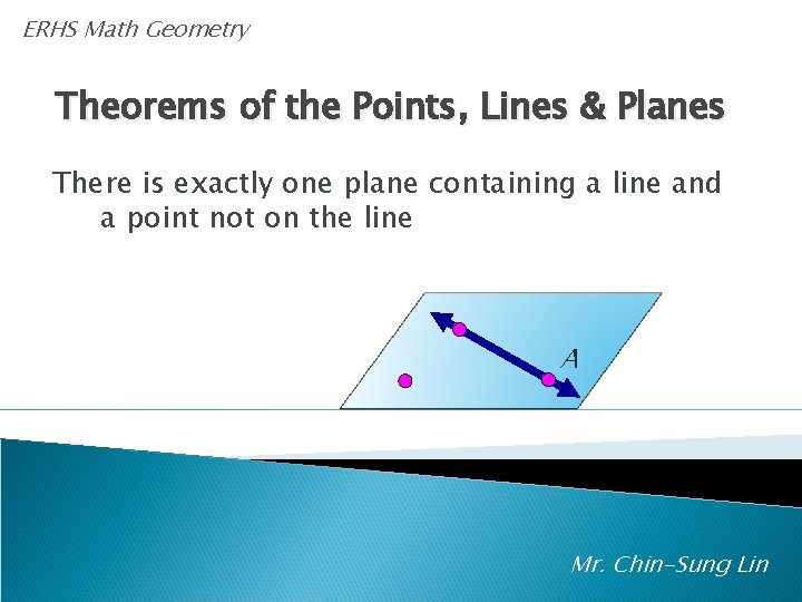 ERHS Math Geometry Theorems of the Points, Lines & Planes There is exactly one