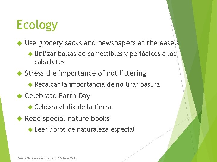 Ecology Use grocery sacks and newspapers at the easels Utilizar bolsas de comestibles y