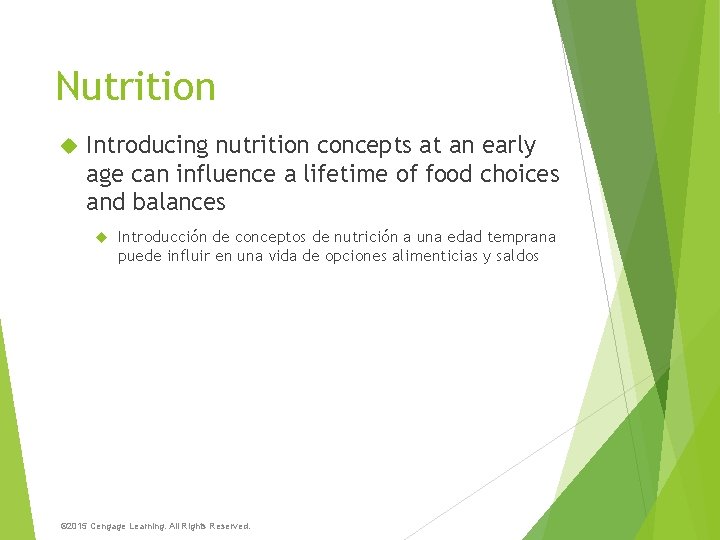 Nutrition Introducing nutrition concepts at an early age can influence a lifetime of food