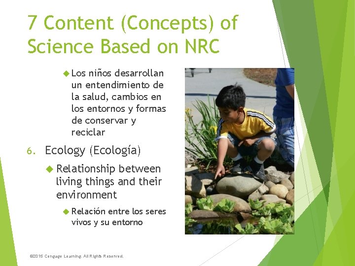 7 Content (Concepts) of Science Based on NRC Los niños desarrollan un entendimiento de