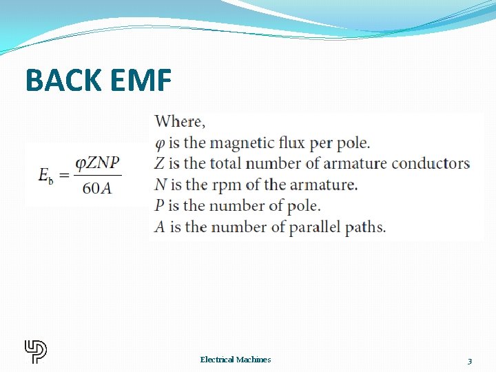 BACK EMF Electrical Machines 3 