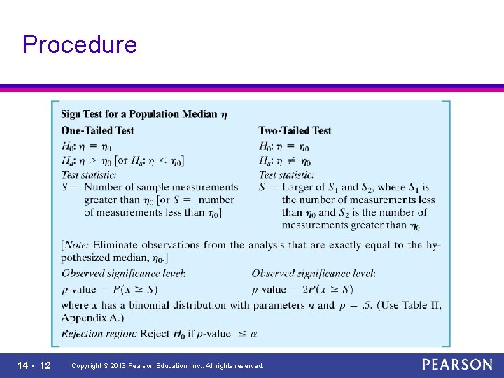Procedure 14 - 12 Copyright © 2013 Pearson Education, Inc. . All rights reserved.