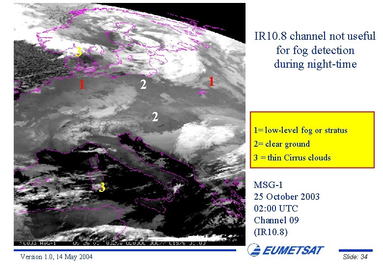 IR 10. 8 channel not useful for fog detection during night-time 3 1 1