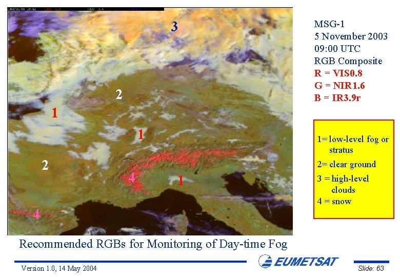 3 2 MSG-1 5 November 2003 09: 00 UTC RGB Composite R = VIS