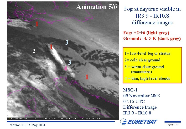 Animation 5/6 1 2 1 Fog at daytime visible in IR 3. 9 -