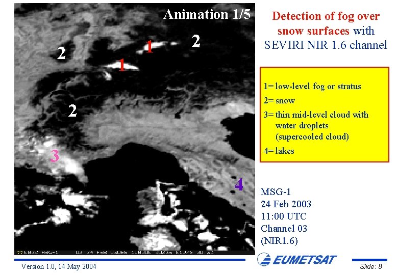 Animation 1/5 2 1 1 2 Detection of fog over snow surfaces with SEVIRI