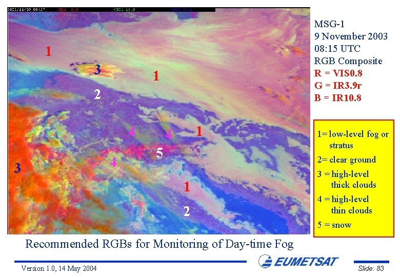 MSG-1 9 November 2003 08: 15 UTC RGB Composite R = VIS 0. 8