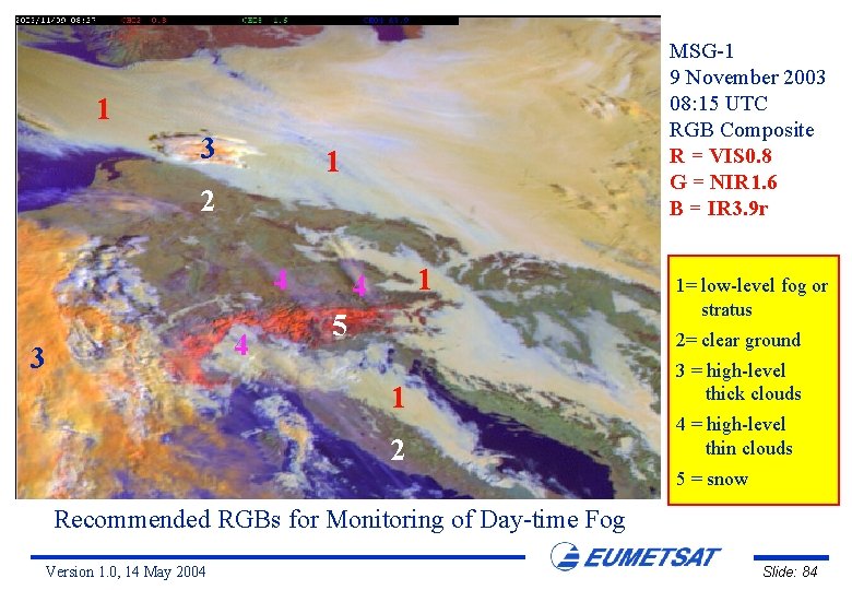 MSG-1 9 November 2003 08: 15 UTC RGB Composite R = VIS 0. 8