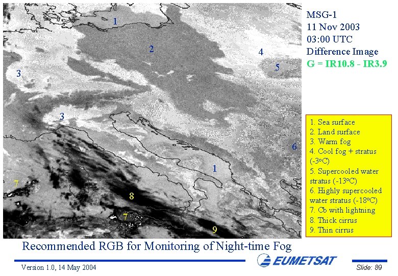 MSG-1 11 Nov 2003 03: 00 UTC Difference Image G = IR 10. 8