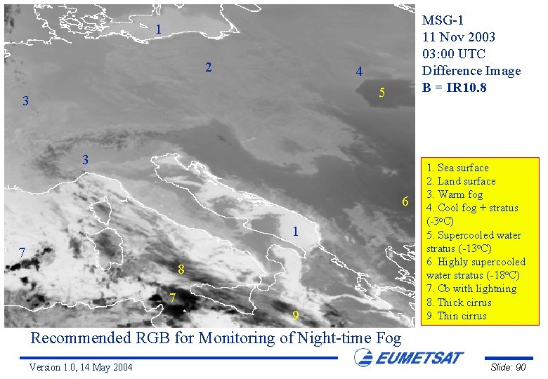 MSG-1 11 Nov 2003 03: 00 UTC Difference Image B = IR 10. 8