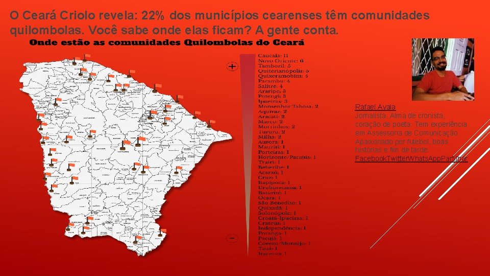 O Ceará Criolo revela: 22% dos municípios cearenses têm comunidades quilombolas. Você sabe onde