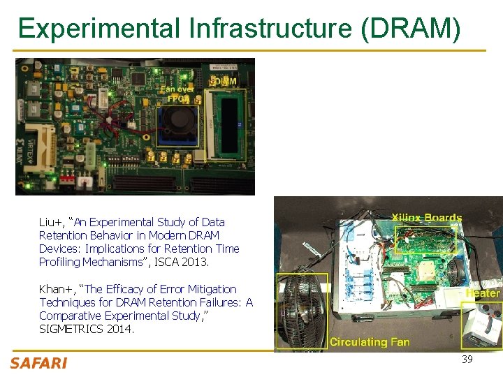 Experimental Infrastructure (DRAM) Liu+, “An Experimental Study of Data Retention Behavior in Modern DRAM