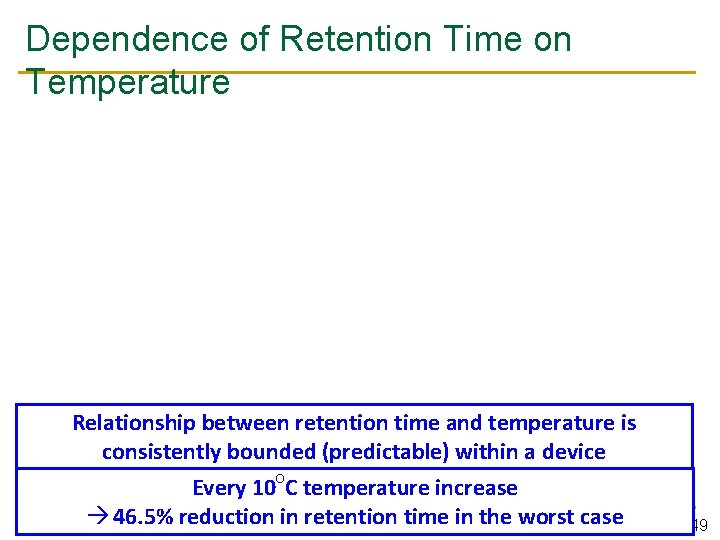 Dependence of Retention Time on Temperature Relationship between retention time and temperature is consistently