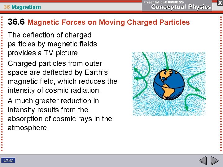 36 Magnetism 36. 6 Magnetic Forces on Moving Charged Particles The deflection of charged