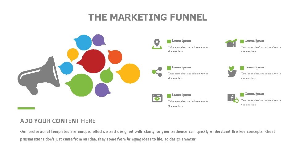 THE MARKETING FUNNEL Lorem ipsum Enter some short and relevant text in this area