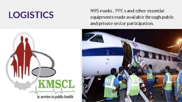 LOGISTICS N 95 masks , PPE s and other essential equipments made available through