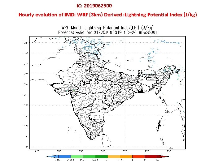 IC: 2019062500 Hourly evolution of IMD: WRF (3 km) Derived : Lightning Potential Index